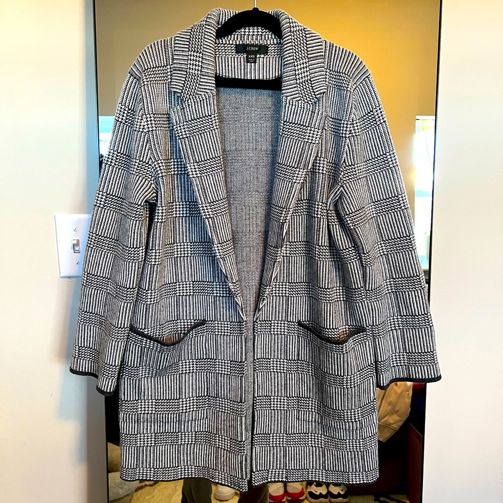 Sophie open-front sweater-blazer in glen plaid